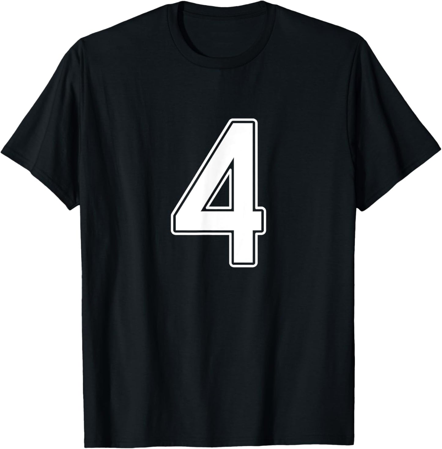 Number #4 White Sport Number T-Shirt - T-Shirt | Black