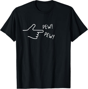finger gun pew pew I Funny T-Shirt - T-Shirt | Black