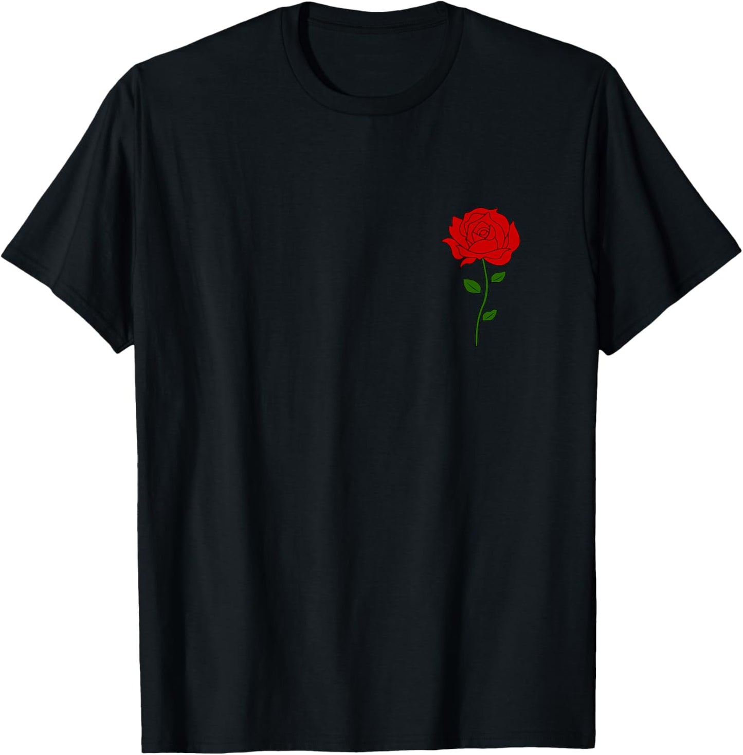 Pocket Design Rose Red | Roses Flowers Women Men Teens T-Shirt - T-Shirt | Black