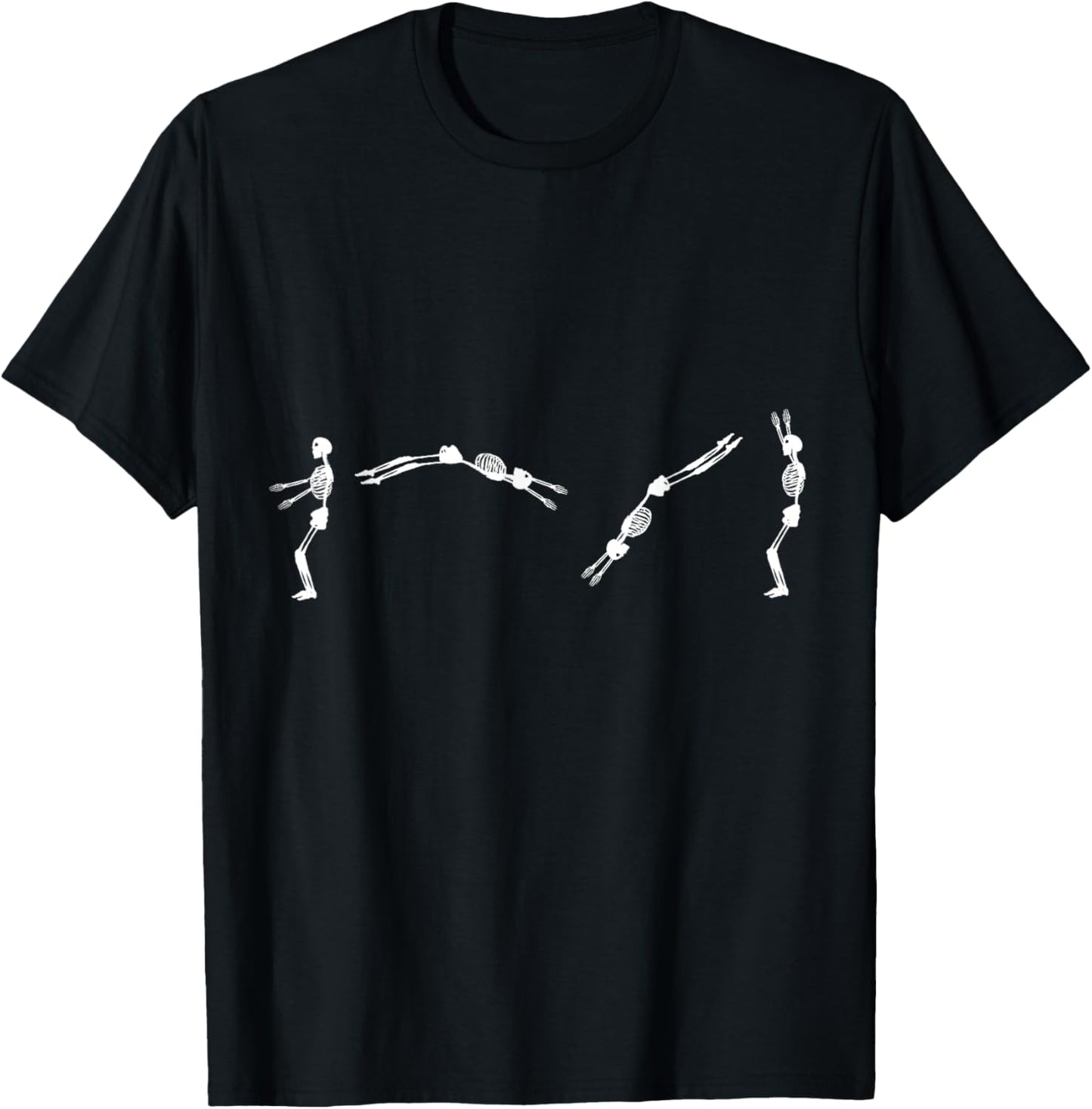 Skeleton Gymnast - Halloween tumbling backflip T-Shirt - T-Shirt | Black