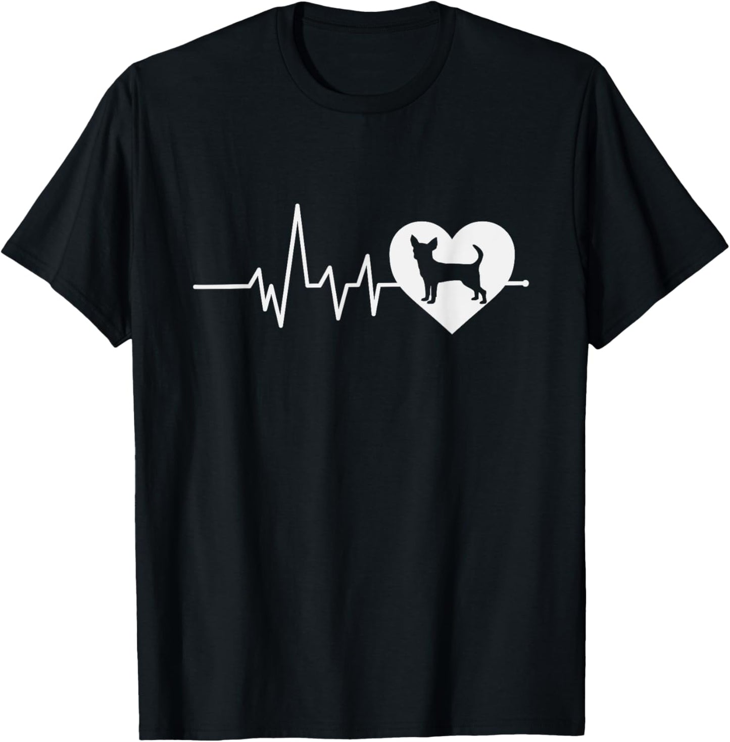 Chihuahua Dog Lovers Men Women Gift Chihuahua Heartbeat T-Shirt - T-Shirt | Black