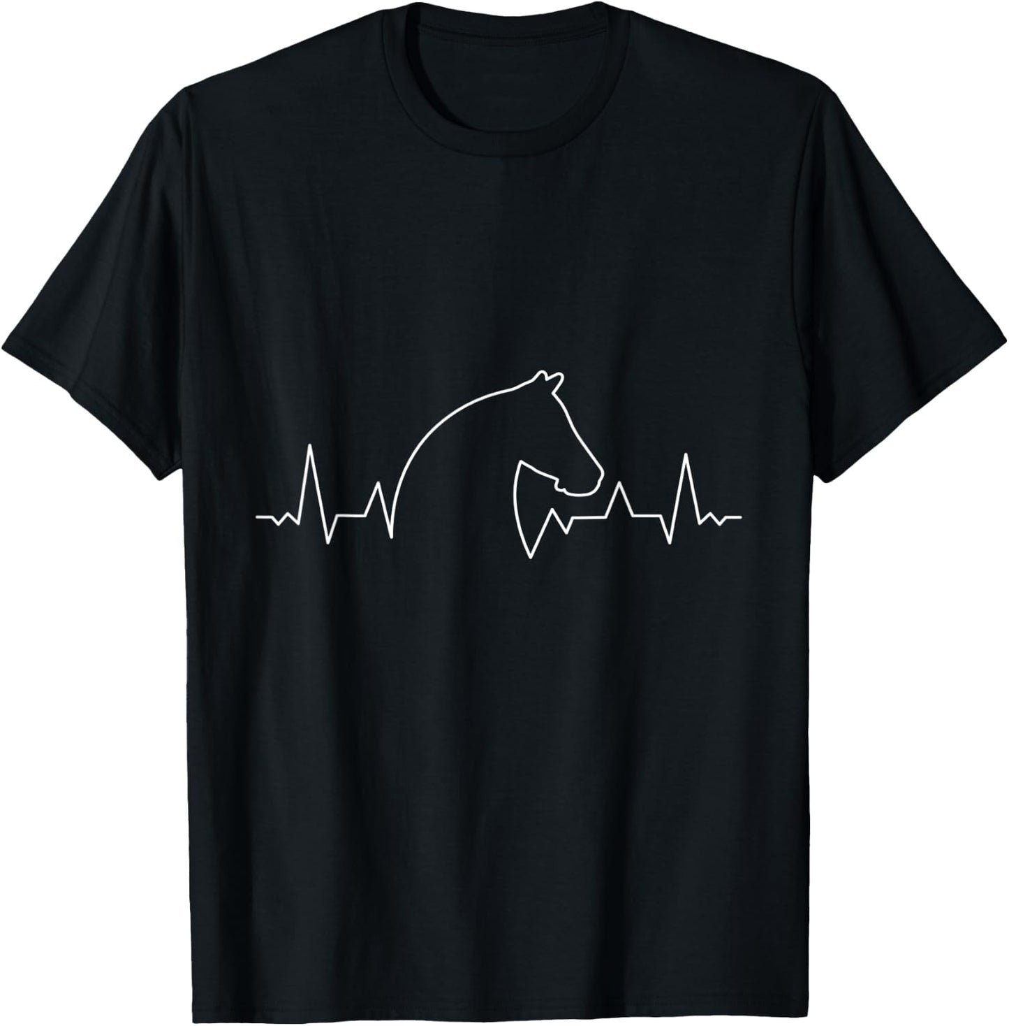 Rider Horses Heartbeat Silhouette ECG T-Shirt - T-Shirt | Black