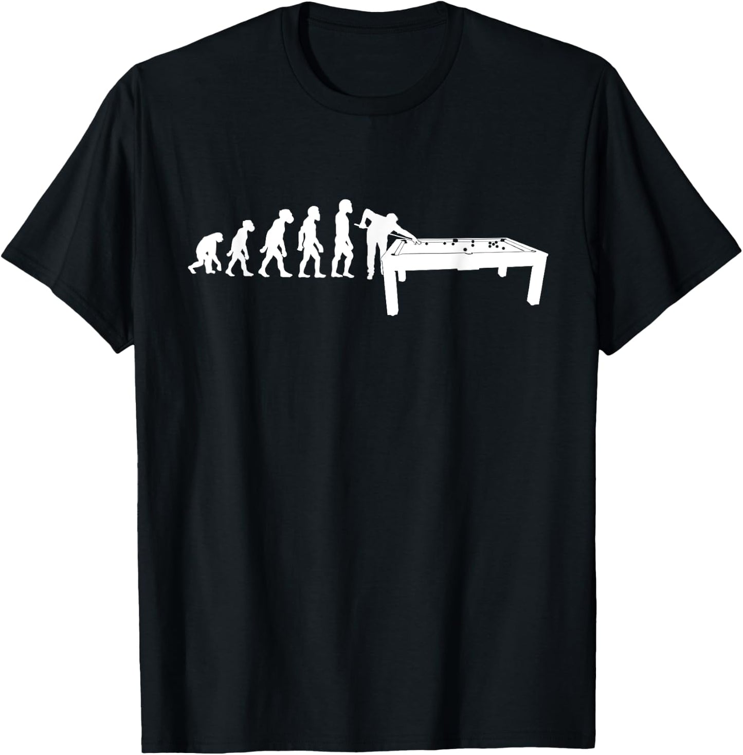 Funny Human Billiards Evolution 8 Ball Pool Cue Stick Player T-Shirt - T-Shirt | Black