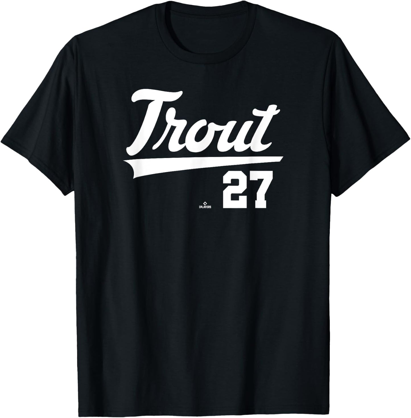 Player Name Swoosh Mike Trout Los Angeles Baseball MLBPA T-Shirt - T-Shirt | Black