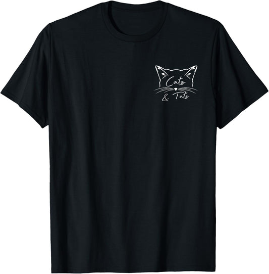 Cats And Tats Tattooing Kitty Cat Lover Inking Tattoo Gifts Men Women T-Shirt - T-Shirt | Black