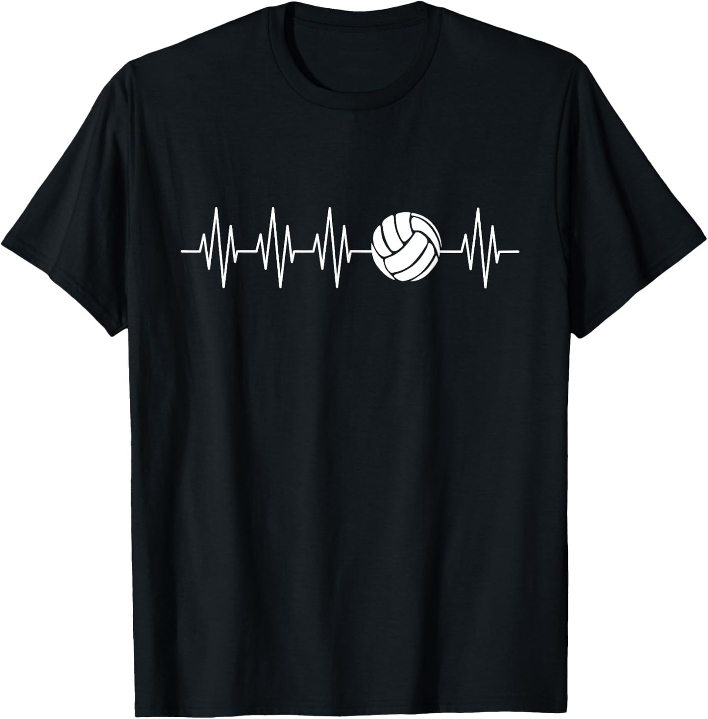 Funny Heartbeat Volleyball Player Athlete Ball Game Outfit T-Shirt - T-Shirt | Black