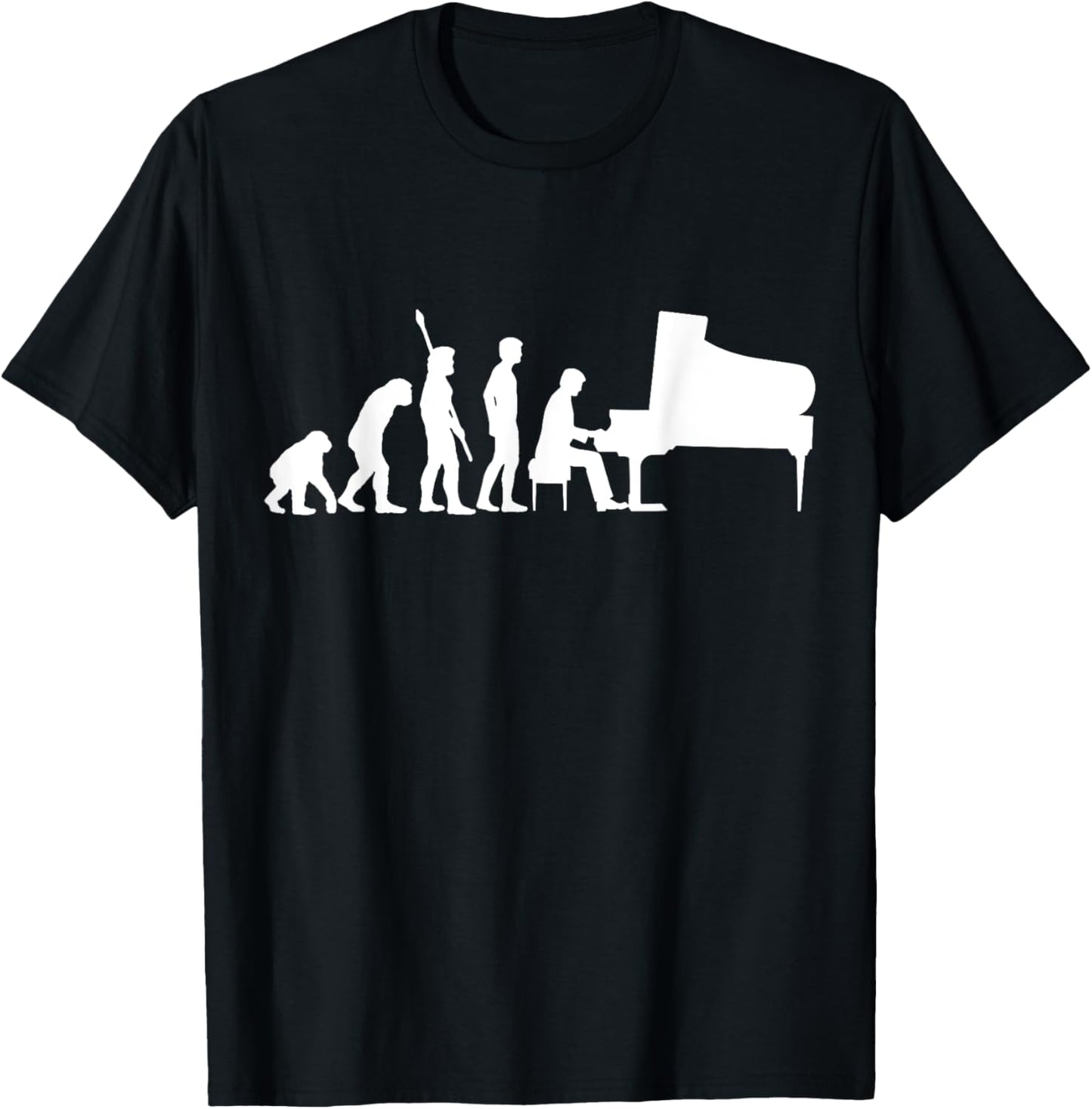 Funny Piano Player Pianist Musician Saying I Evolution T-Shirt - T-Shirt | Black