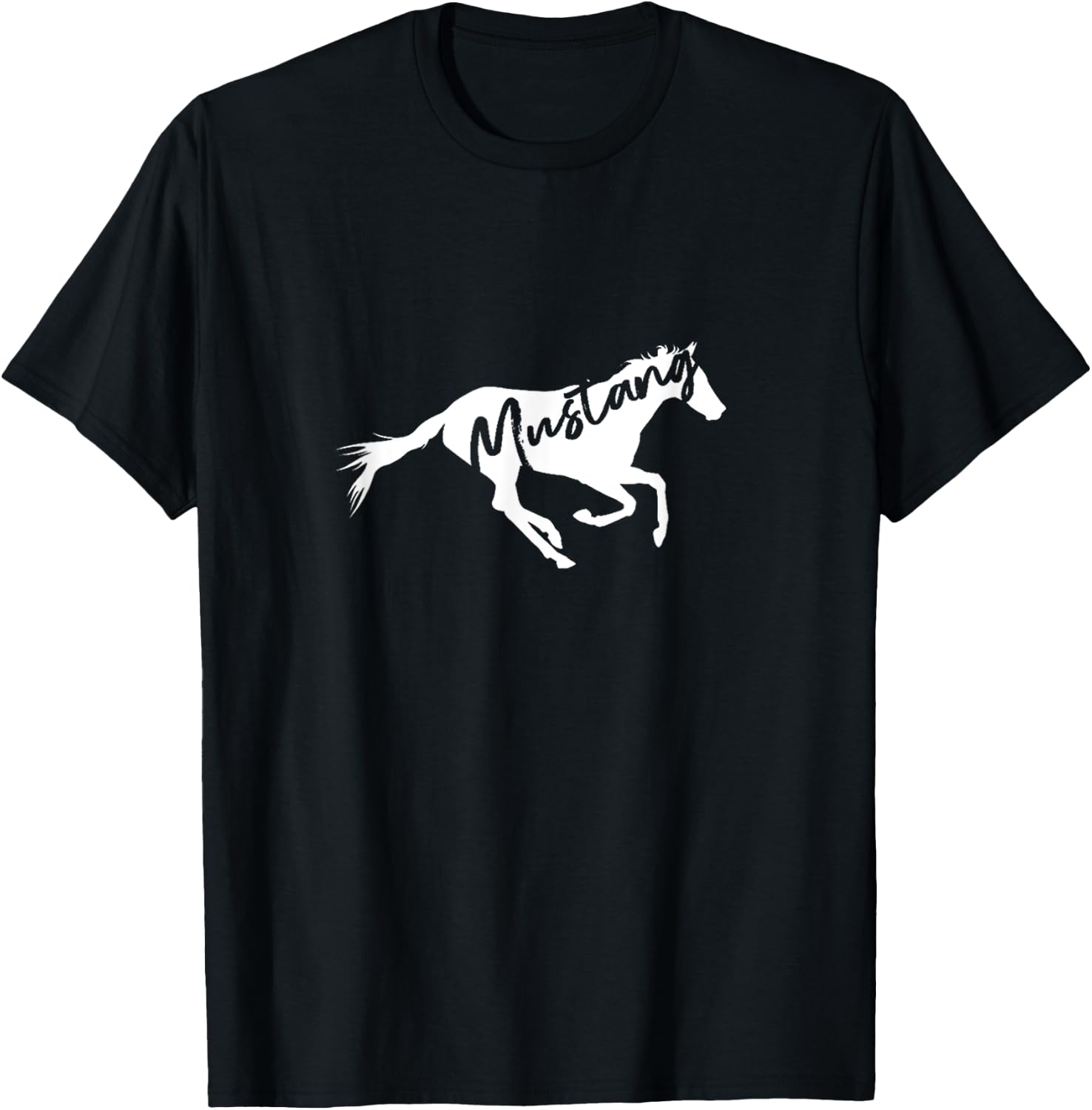 Running Wild Mustang Horse Breed Lover Silhouette T-Shirt - T-Shirt | Black
