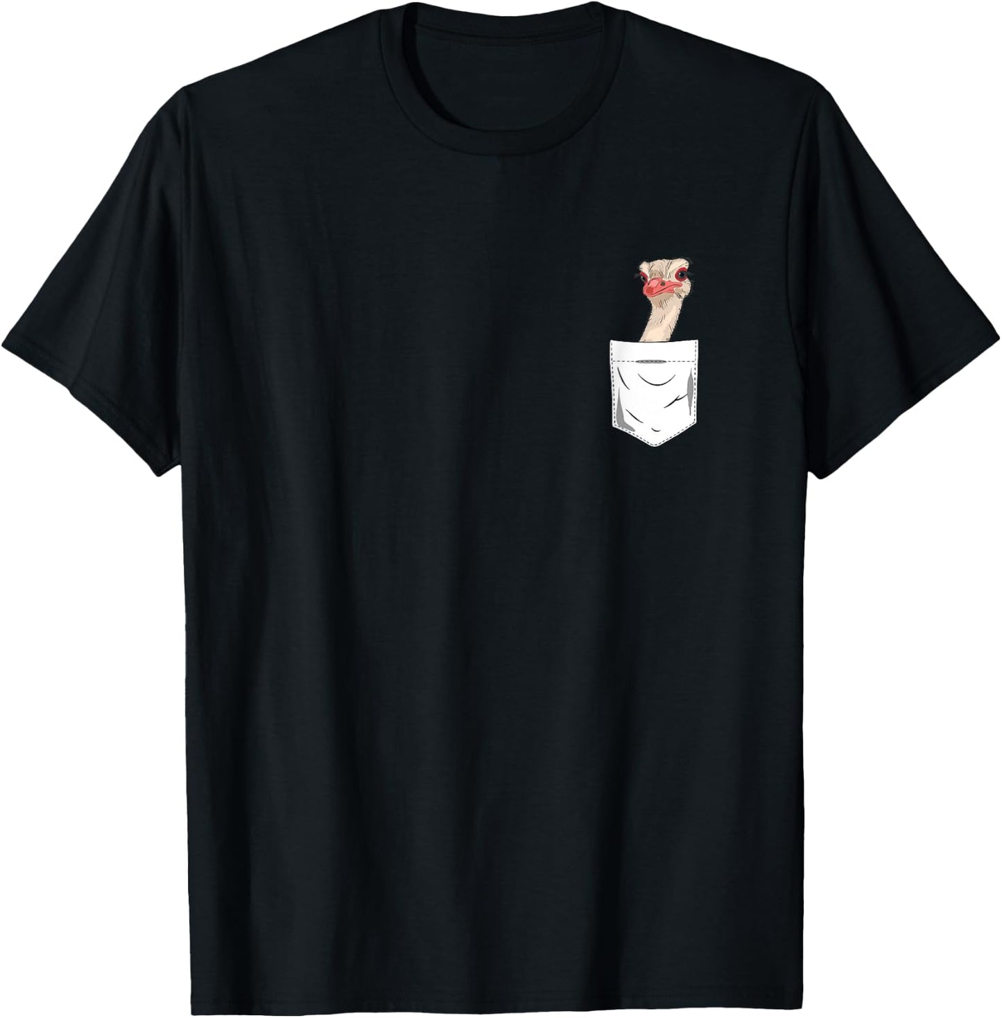 Ostrich Bird in the Pocket Funny Ostrich T-Shirt - T-Shirt | Black