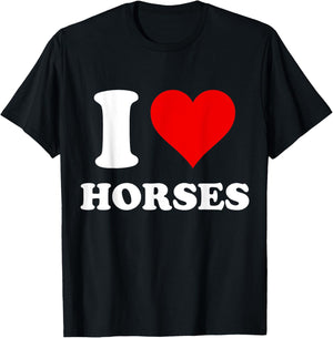 I Heart Horses I Love Horses T-Shirt - T-Shirt | Black