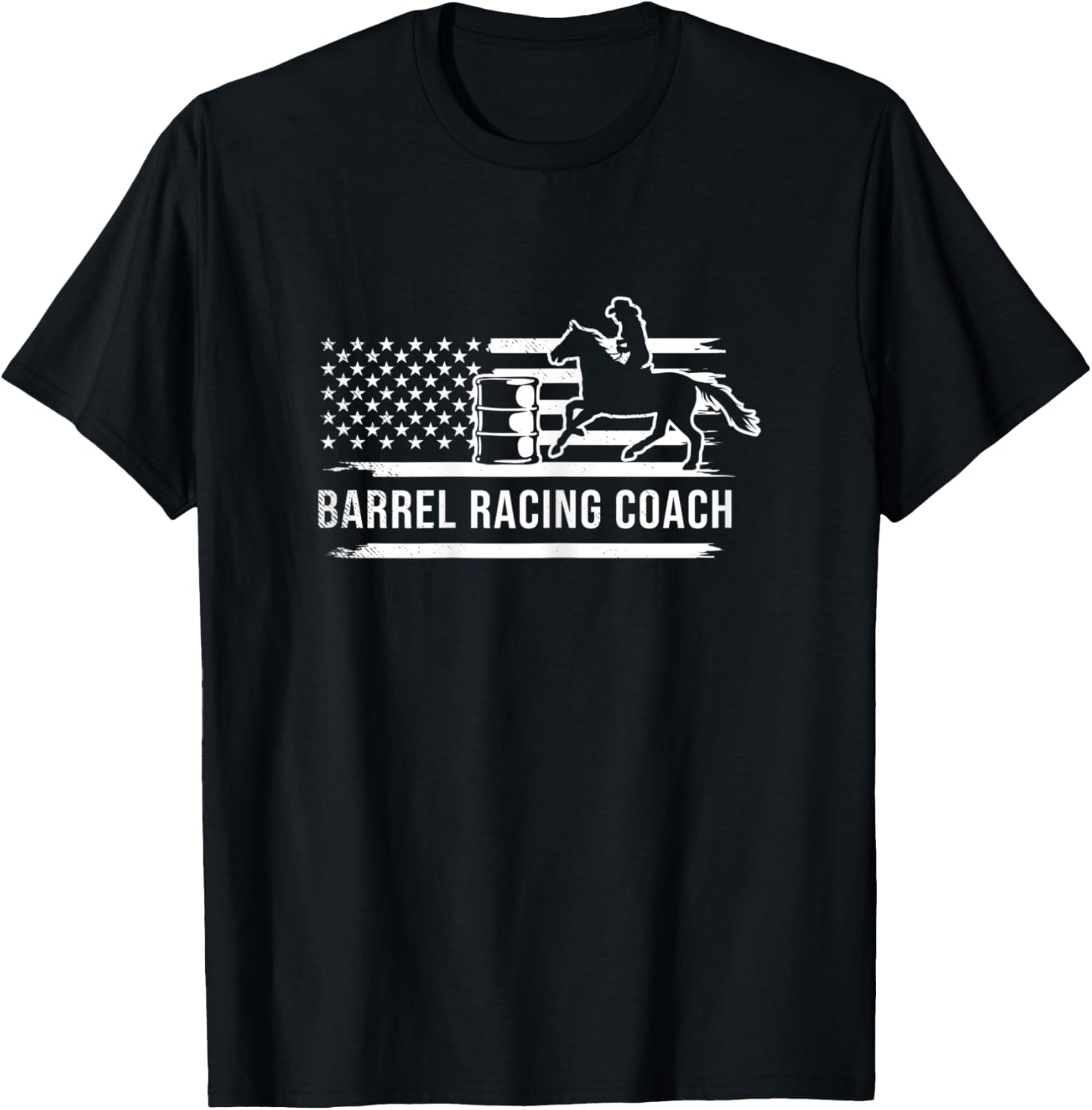 Barrel racing coach vintage flag art theme T-Shirt - T-Shirt | Black