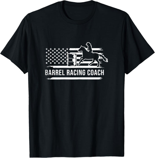 Barrel racing coach vintage flag art theme T-Shirt - T-Shirt | Black
