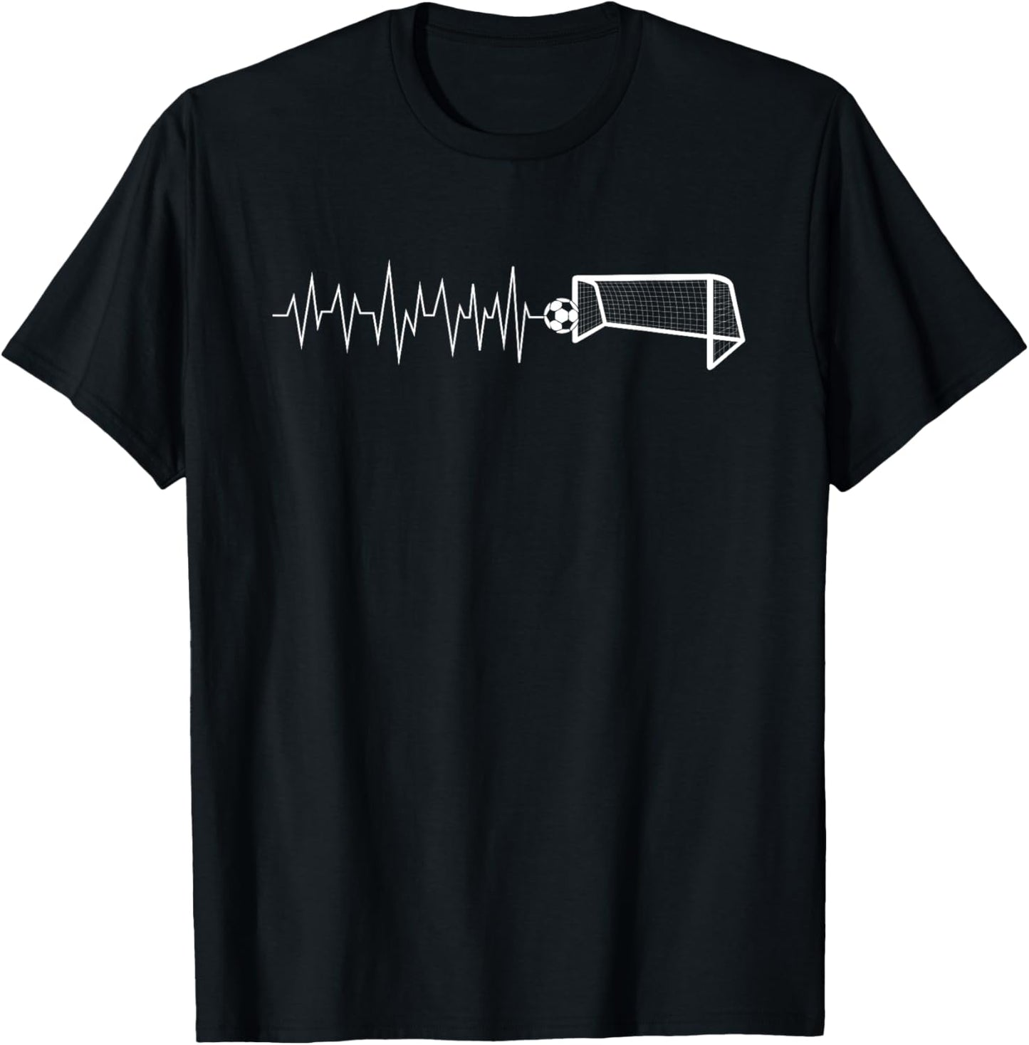 Funny Soccer Heartbeat ECG Football Goal Game Lovers Outfit T-Shirt - T-Shirt | Black