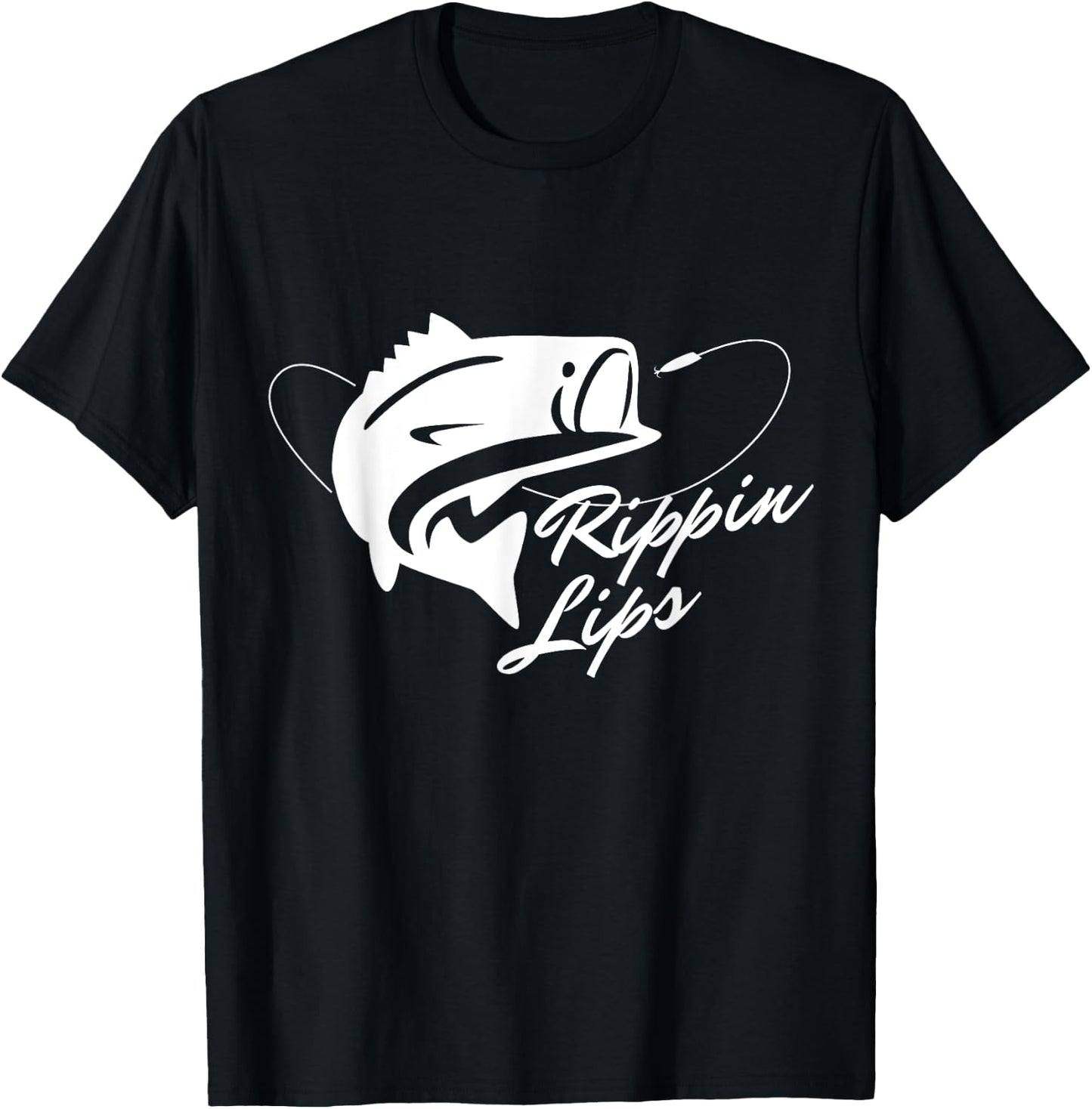 Bass Fishing Rippin' Lips T-Shirt - T-Shirt | Black