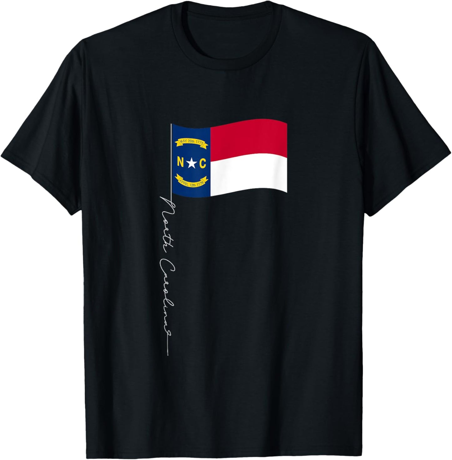 North Carolina Signature Flag Pole - North Carolinian Flag T-Shirt - T-Shirt | Black