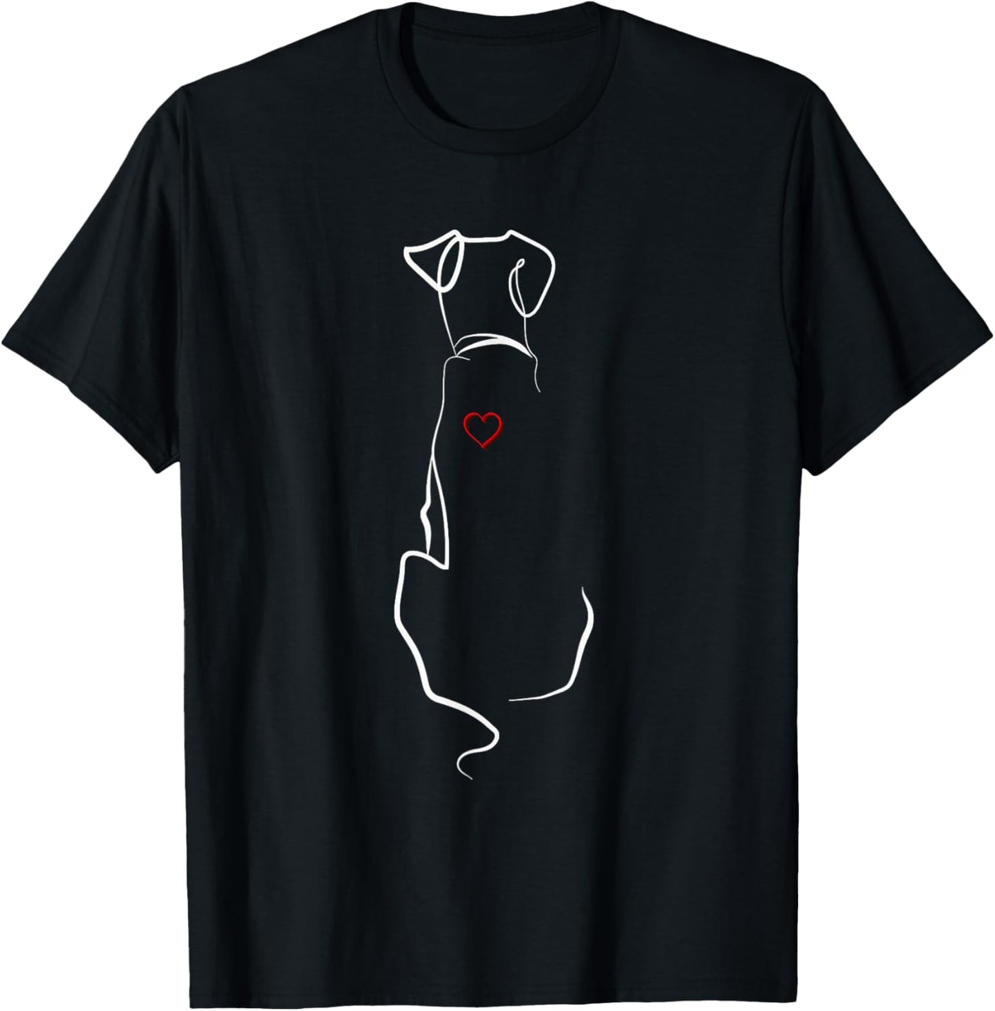 Dog Silhouette Heart Men Women T-Shirt - T-Shirt | Black