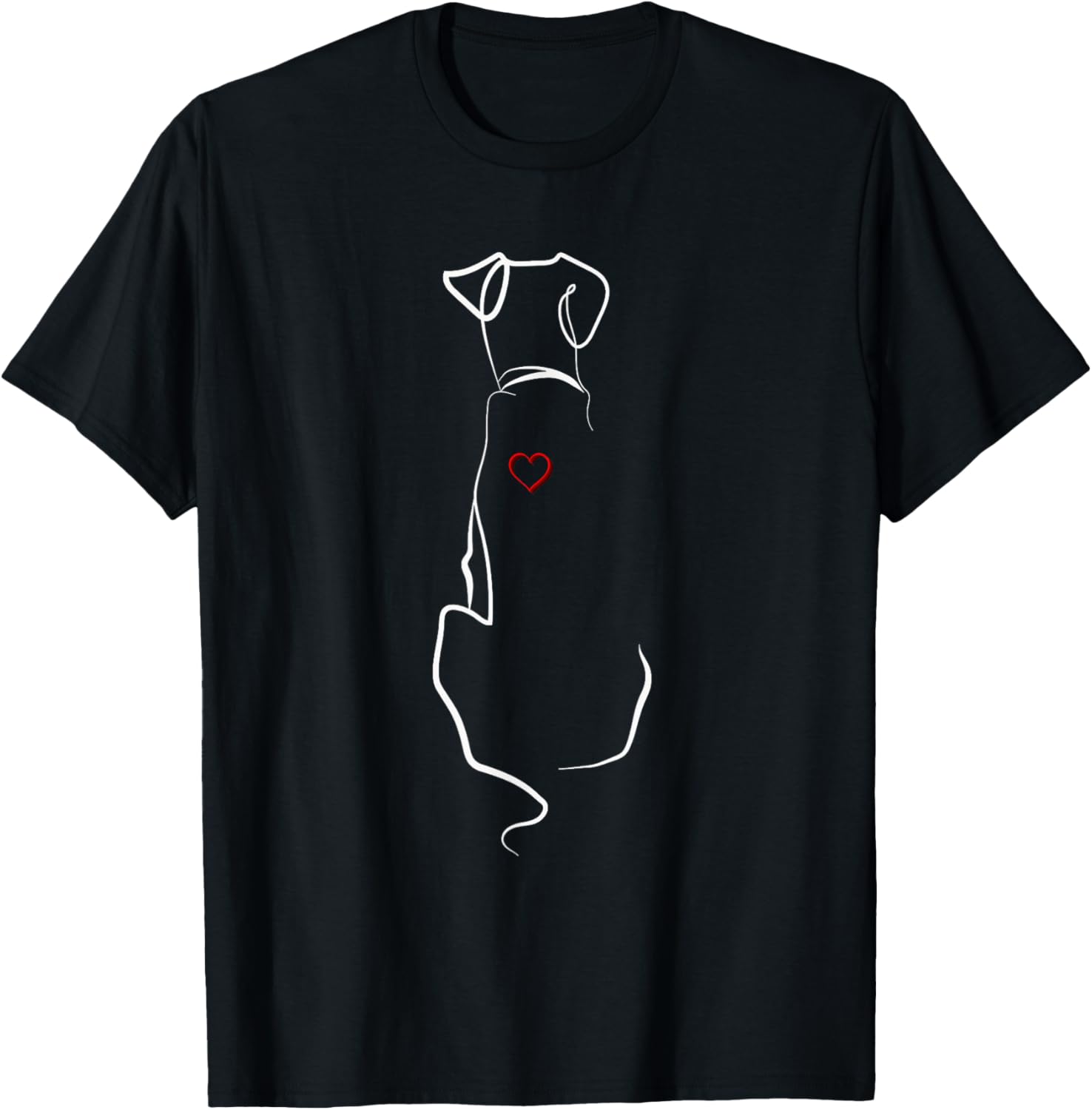 Dog Silhouette Heart Men Women T-Shirt - T-Shirt | Black