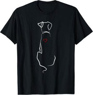 Dog Silhouette Heart Men Women T-Shirt - T-Shirt | Black