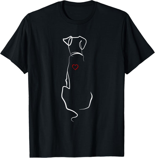 Dog Silhouette Heart Men Women T-Shirt - T-Shirt | Black