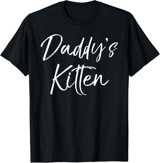 Cute Daughter Gift from Father of Cat Lovers Daddy's Kitten T-Shirt - T-Shirt | Black