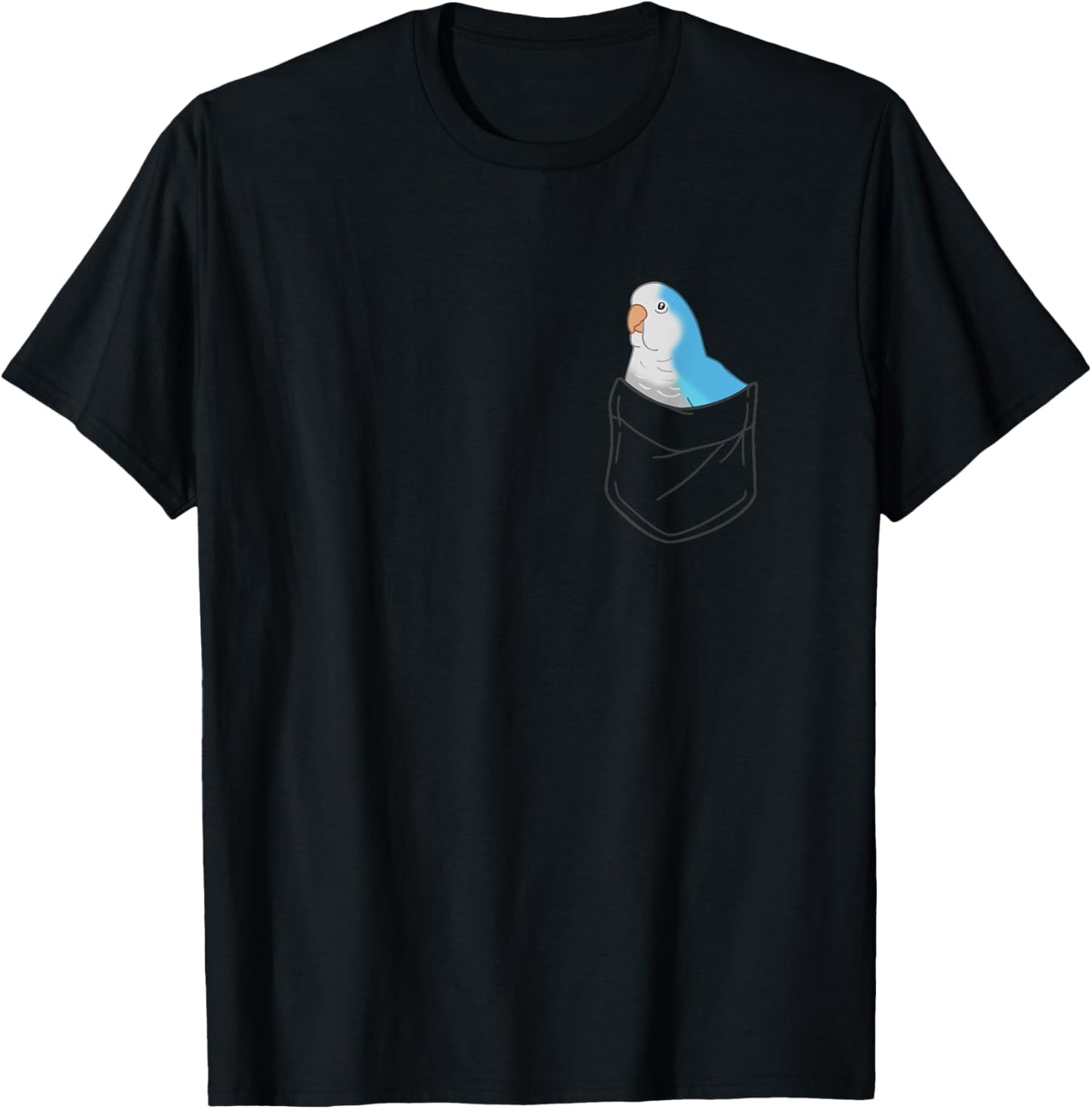 Pocket Quaker Parrot Cute Blue Monk Parakeet Birb Memes T-Shirt - T-Shirt | Black