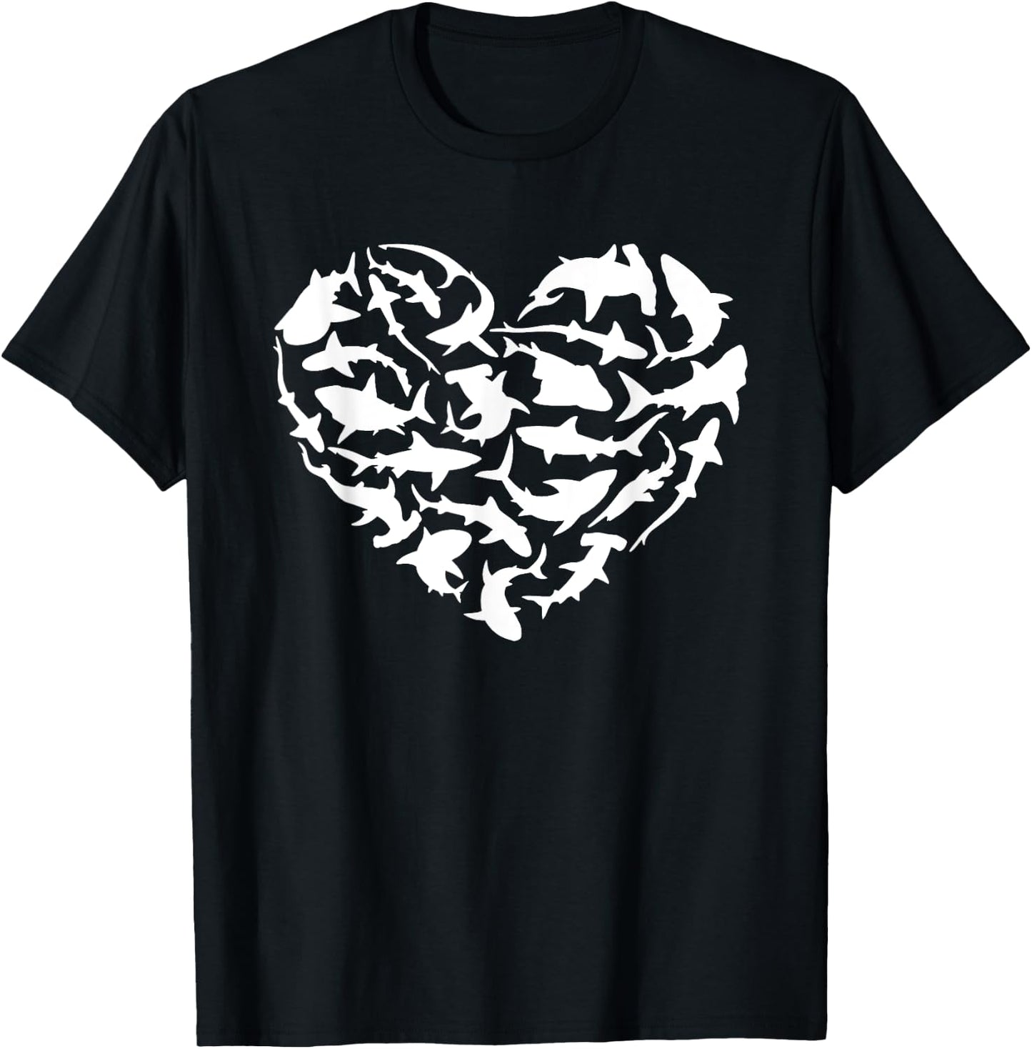 Shark Heart I Love Sharks Shark T-Shirt - T-Shirt | Black