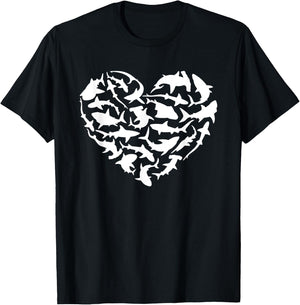 Shark Heart I Love Sharks Shark T-Shirt - T-Shirt | Black