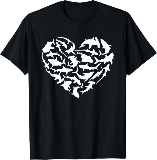 Shark Heart I Love Sharks Shark T-Shirt - T-Shirt | Black