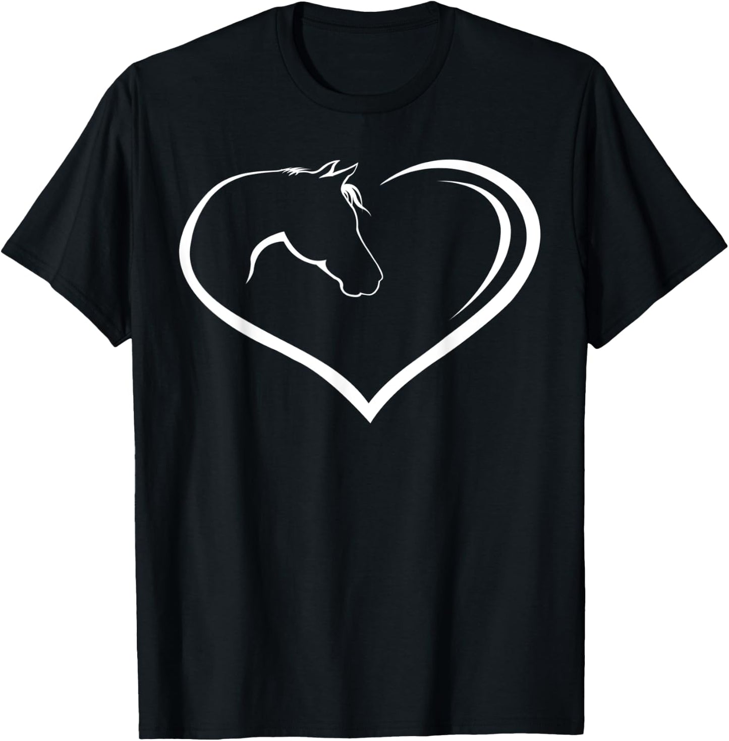Horse love shirt heart with horse head for rider pony T-Shirt - T-Shirt | Black