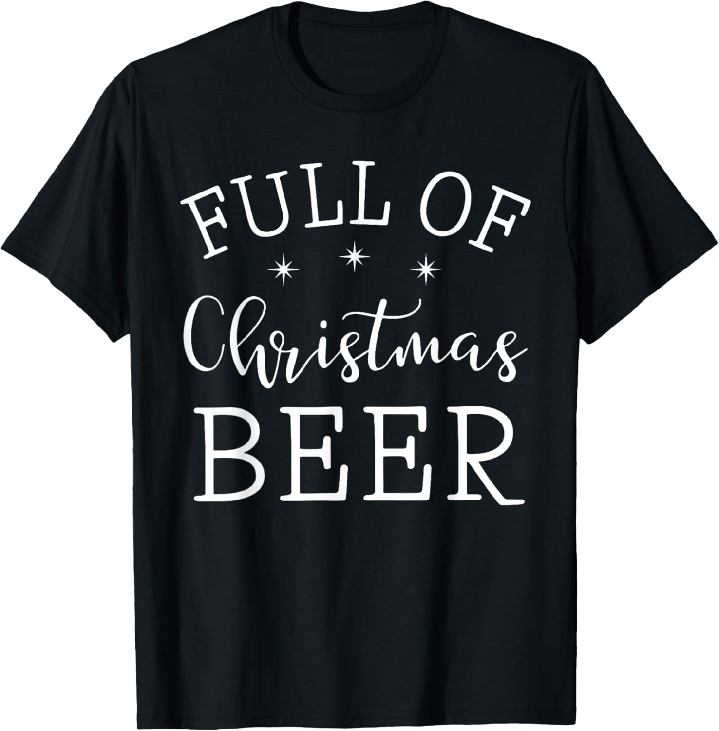 Full Of Christmas Beer And Christmas Cheer Couple Matching T-Shirt - T-Shirt | Black