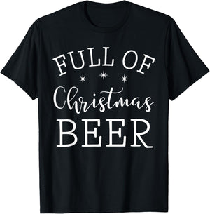 Full Of Christmas Beer And Christmas Cheer Couple Matching T-Shirt - T-Shirt | Black
