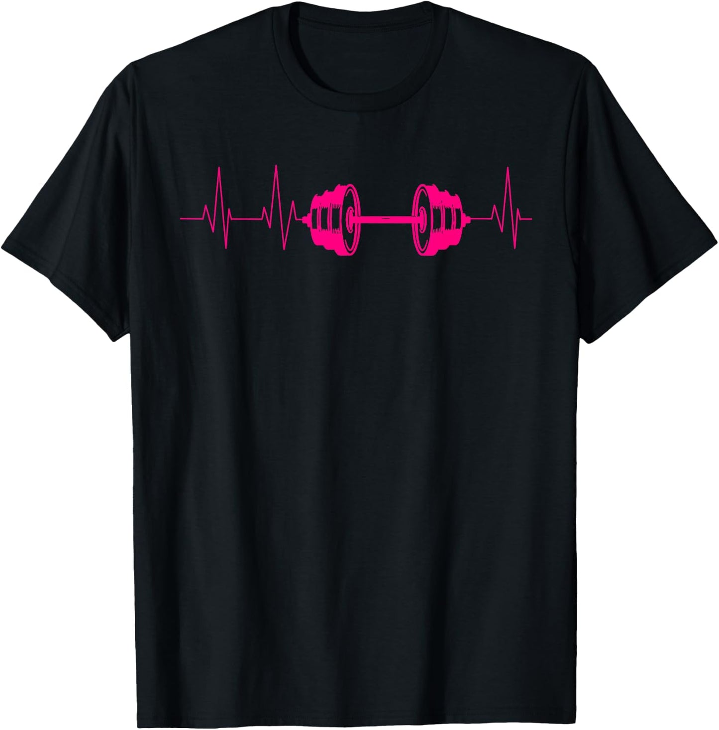 Cute Fitness Lover Gym Workout Heartbeat Designs Barbell Weightlifting Gift Men Women Cool Bodybuilding T-Shirt - T-Shirt | Black