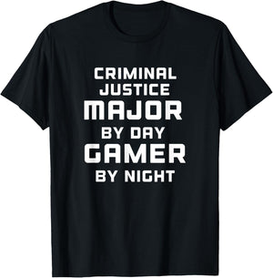 Criminal Justice Major Gamer - Criminal Justice Shirt Gift T-Shirt - T-Shirt | Black