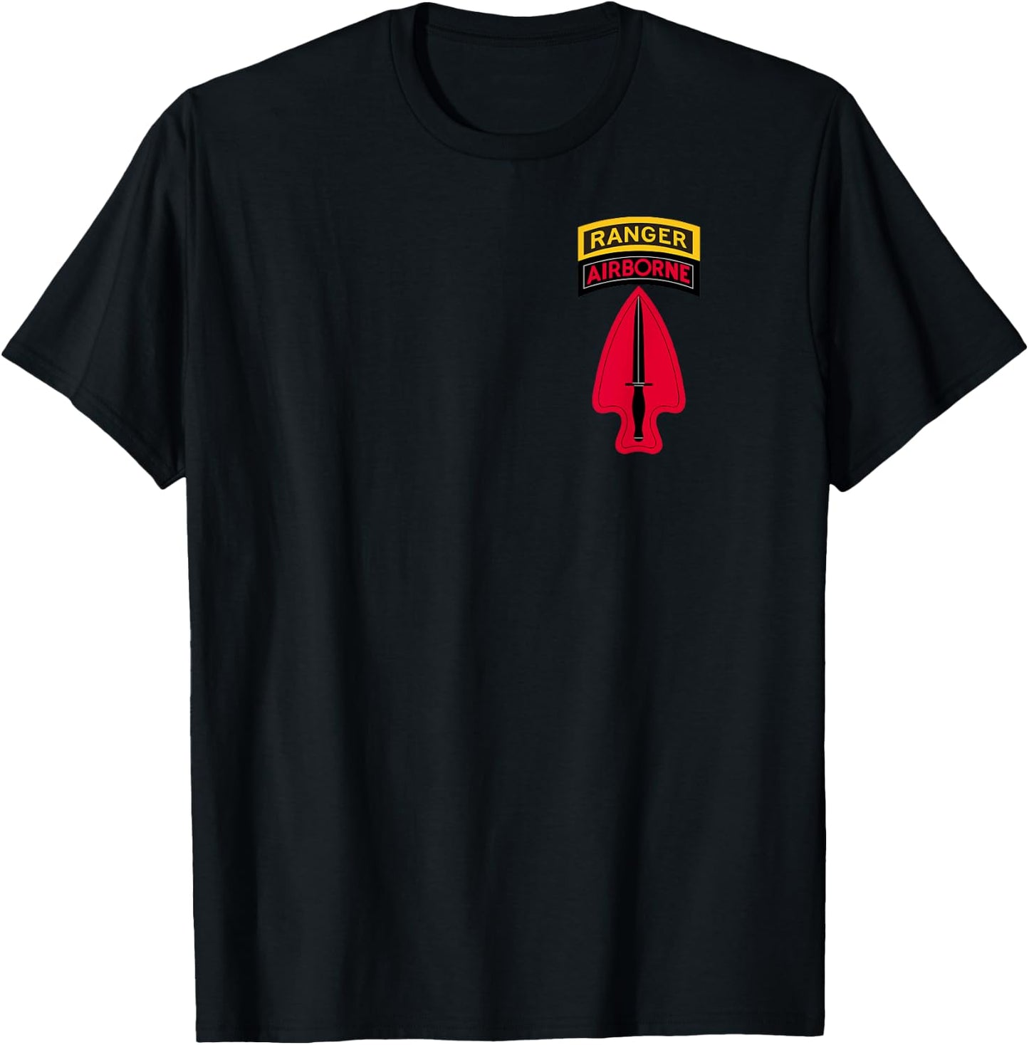 USASOC Shirt - Delta Force Shirt - with Ranger Tab SFOD-D T-Shirt - T-Shirt | Black
