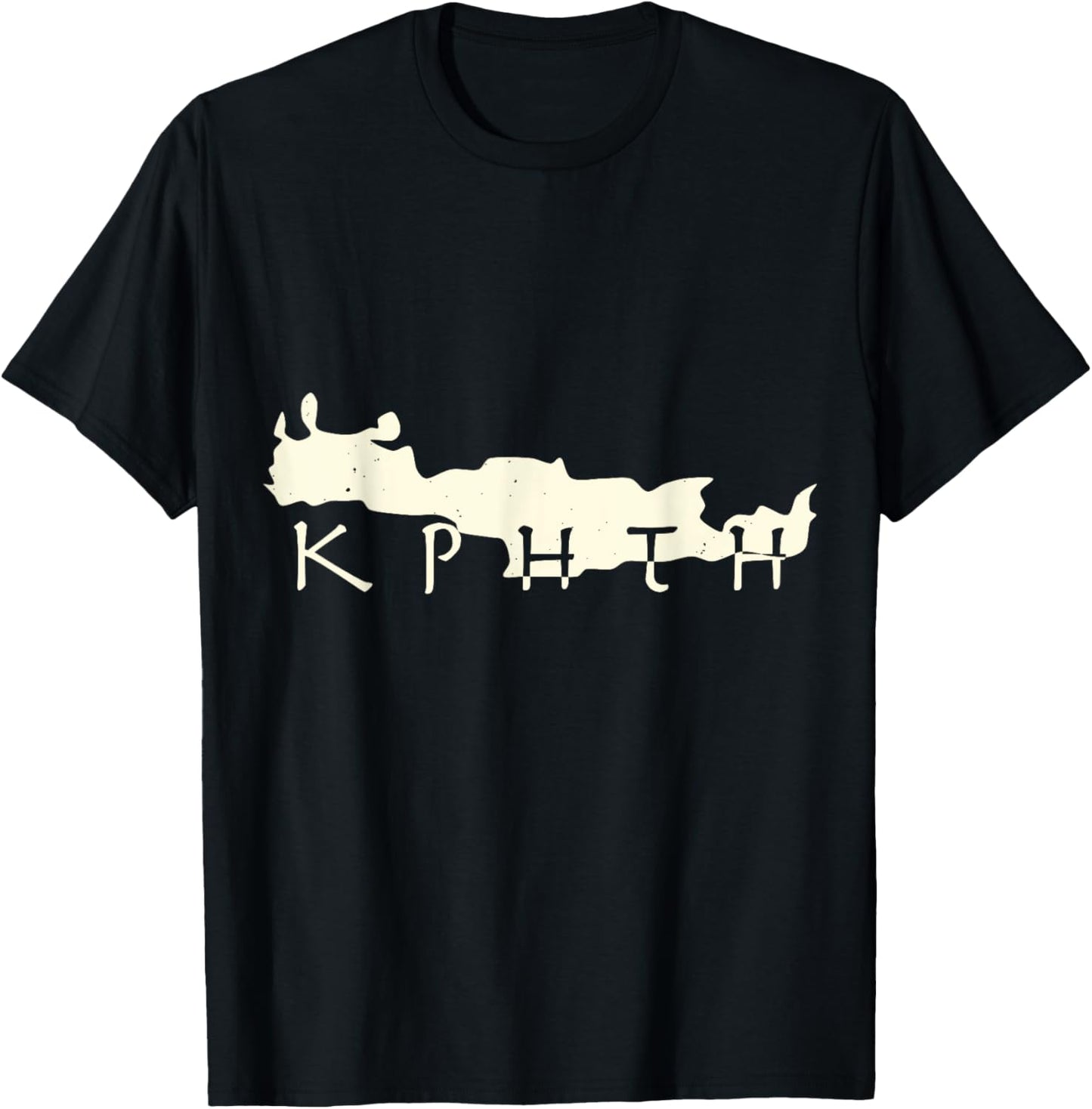 Crete Island Outline Cretan Script T-Shirt - T-Shirt | Black