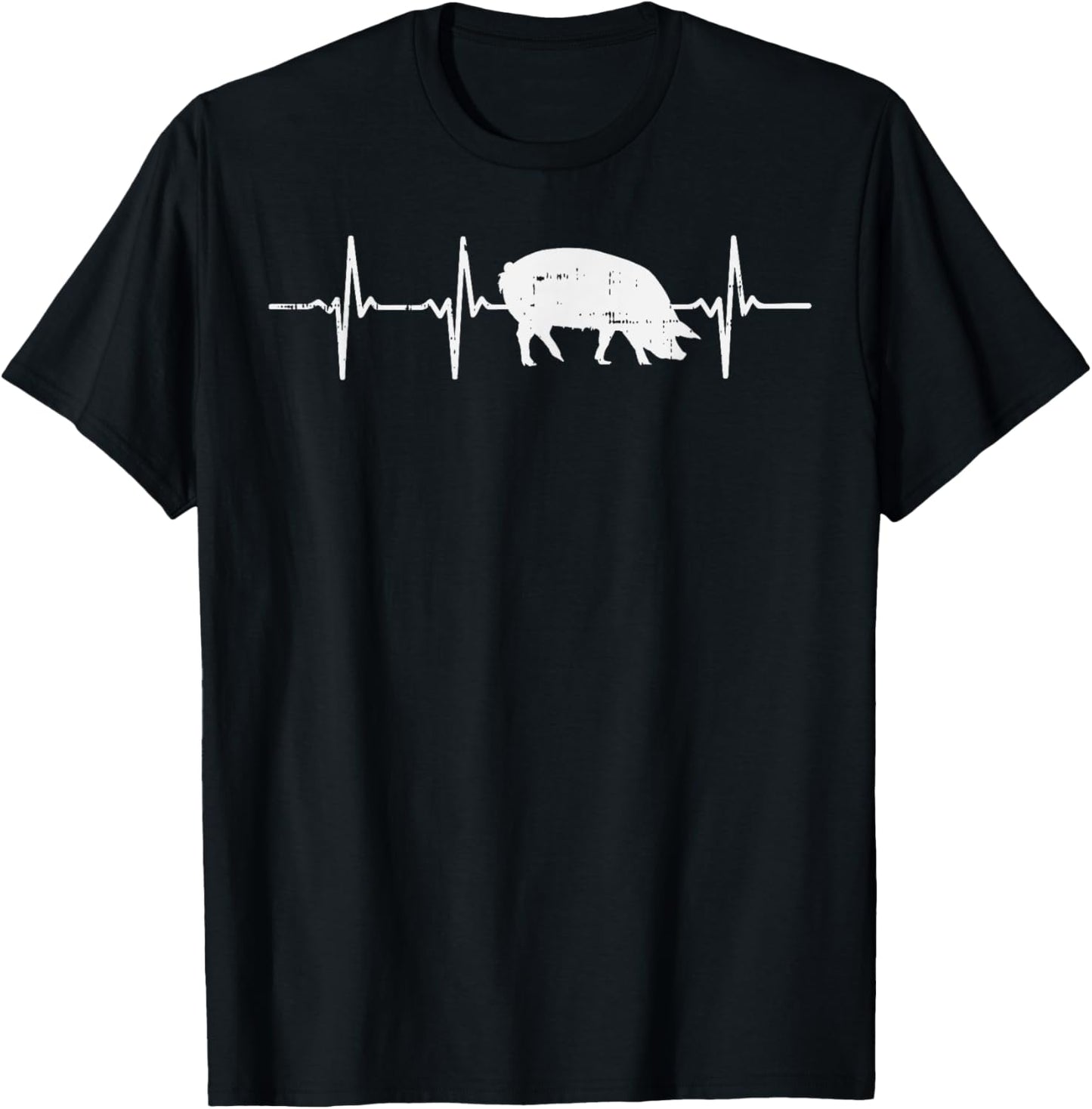 Pig Heartbeat Pulse Farm Animal Farming Life Farmer Gift T-Shirt - T-Shirt | Black