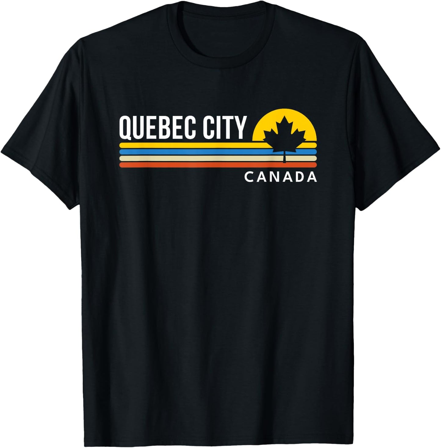 Quebec City Canada Flag Vintage Retro Souvenirs T-Shirt - T-Shirt | Black