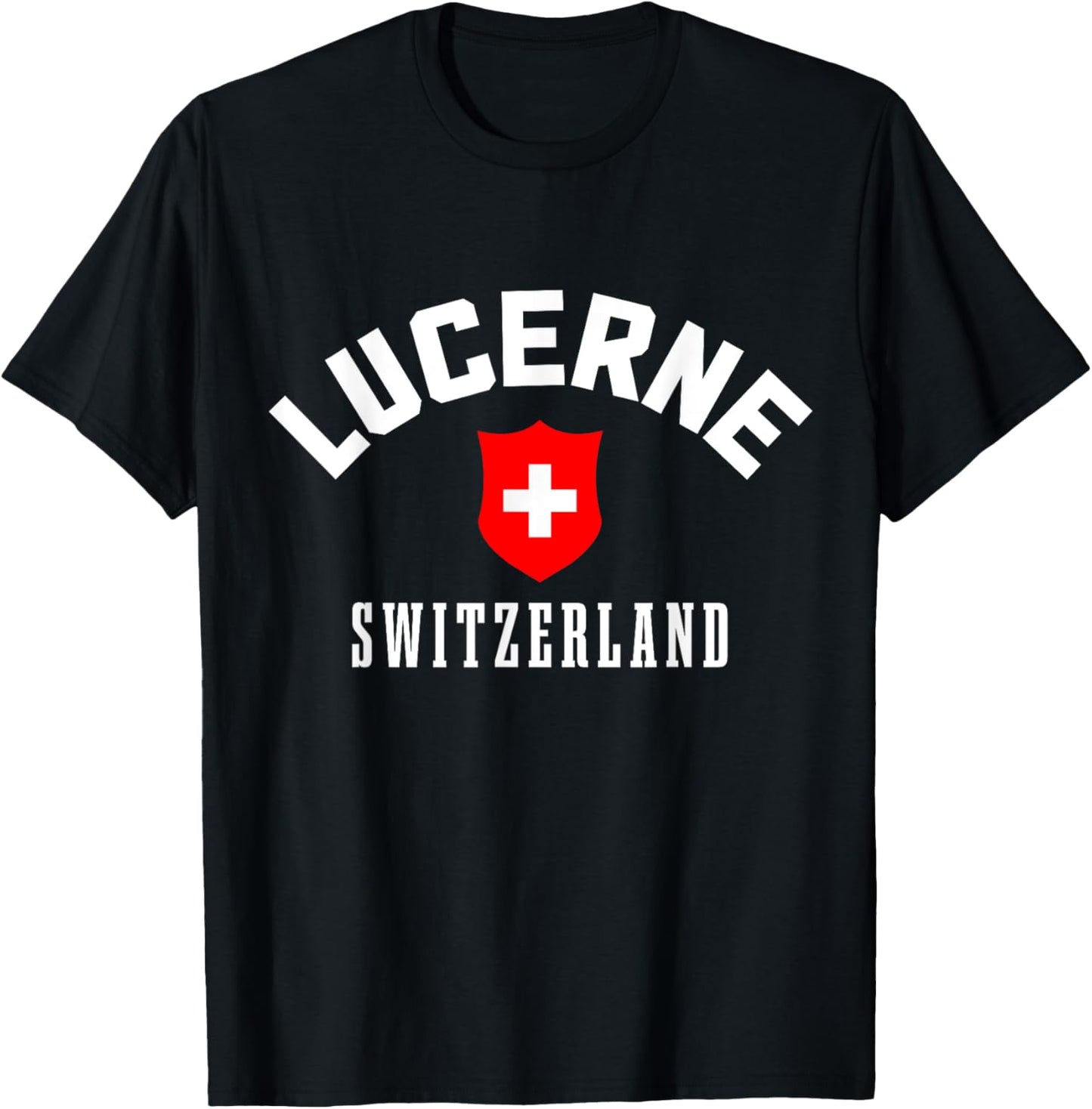 Swiss Flag Lucerne Switzerland T-Shirt - T-Shirt | Black