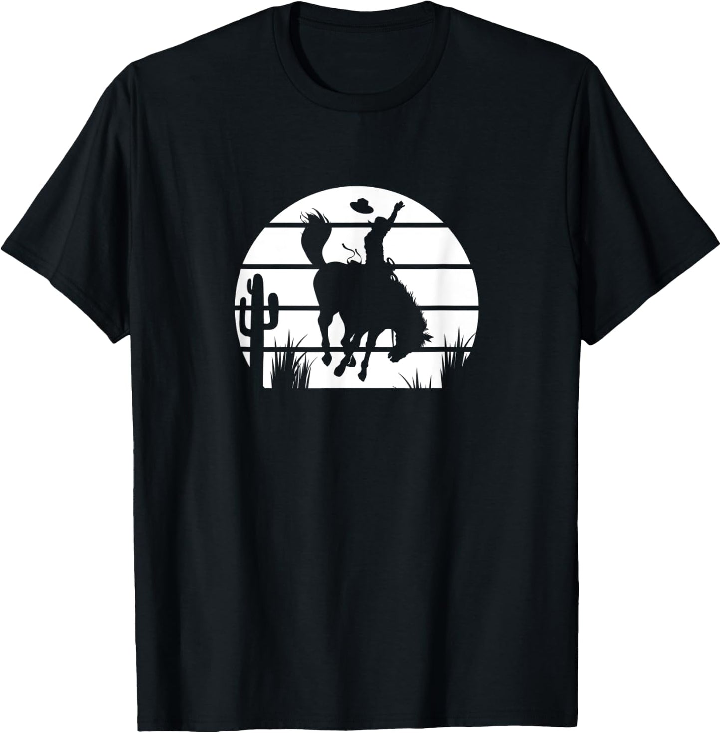 Bronc Rider In The Evening Sunset T-Shirt - T-Shirt | Black