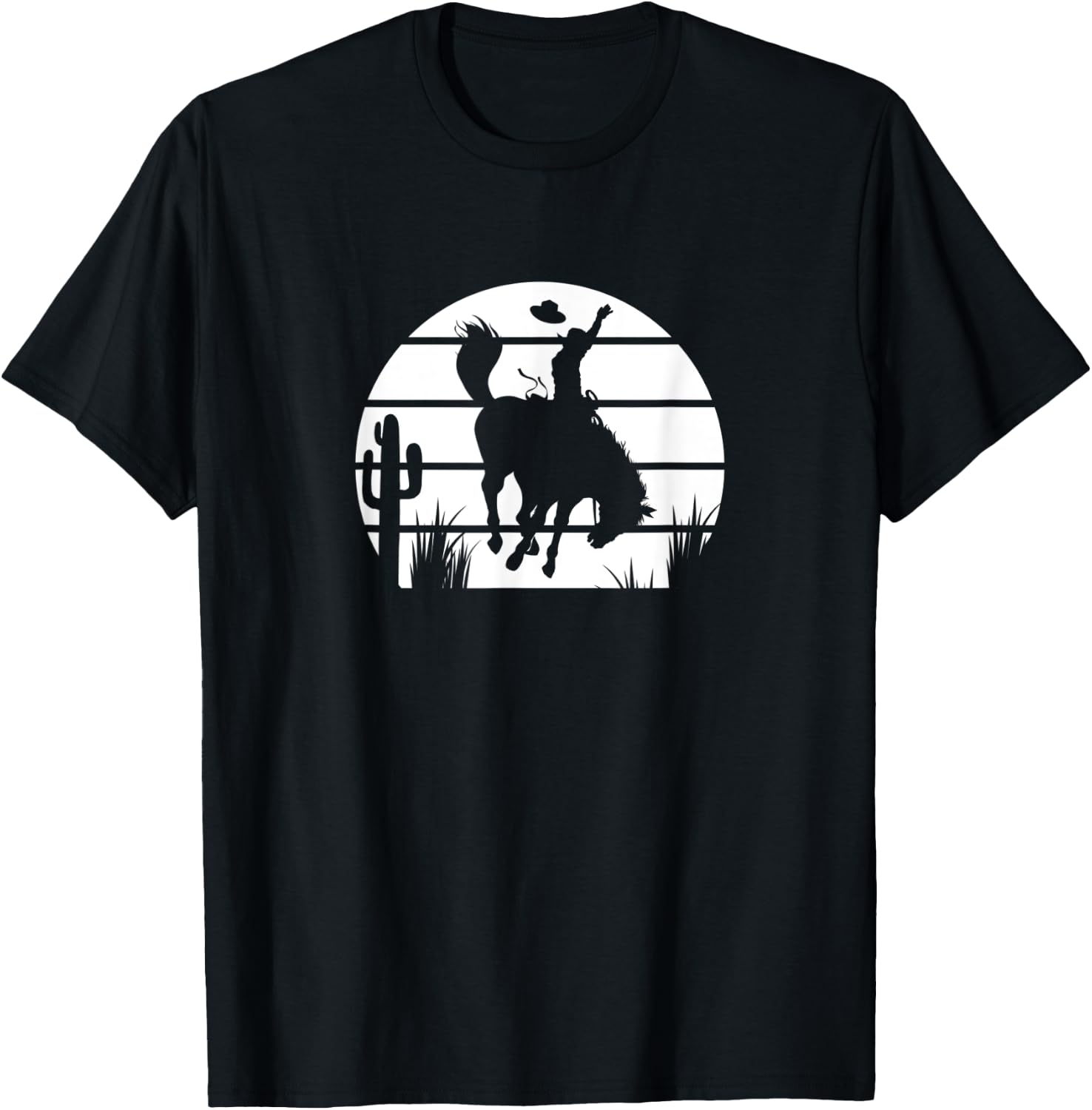Bronc Rider In The Evening Sunset T-Shirt - T-Shirt | Black