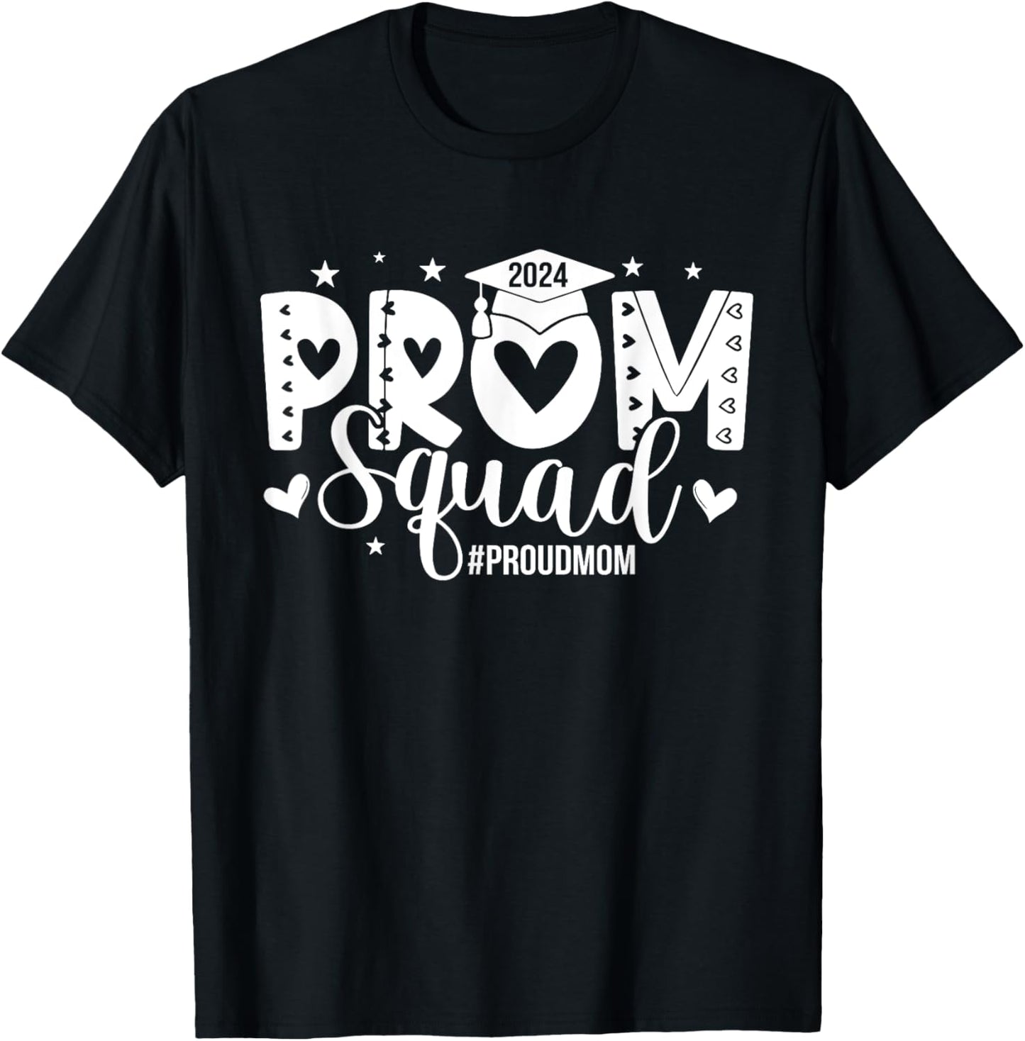 Vintage Prom Squad 2024 Proud Mom Graduation Class of 2024 T-Shirt - T-Shirt | Black