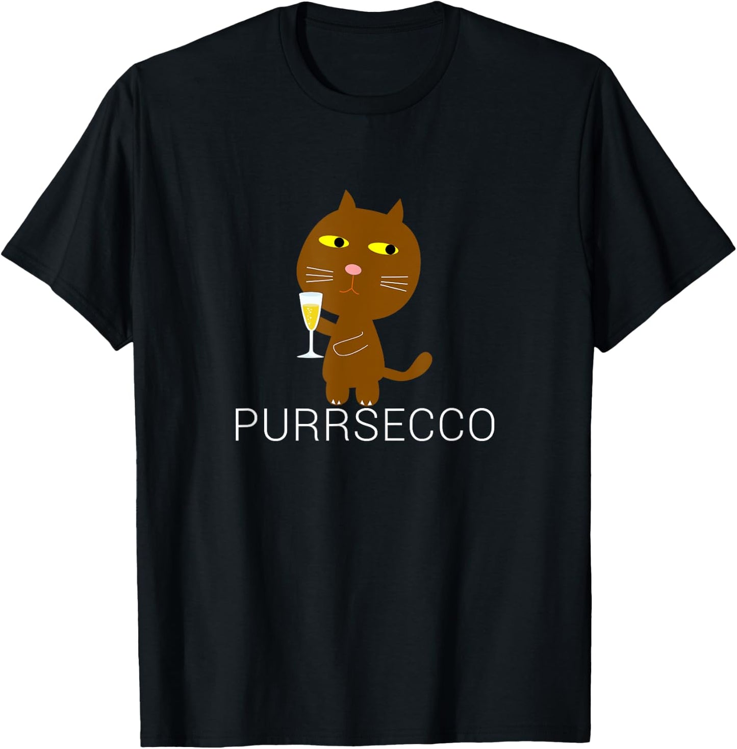 Funny Purrsecco Cat Prosecco Pun Drink Wine Drinking Gifts T-Shirt - T-Shirt | Black