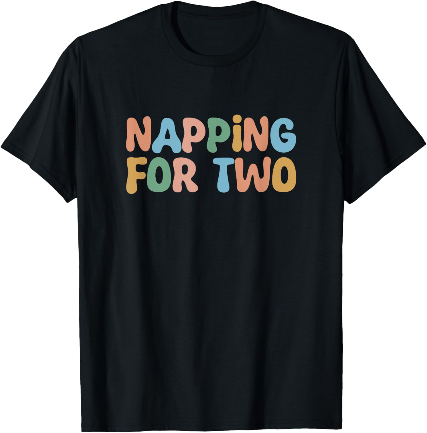 Groovy Napping For Two Pregnancy Reveal Baby Announcement T-Shirt - T-Shirt | Black