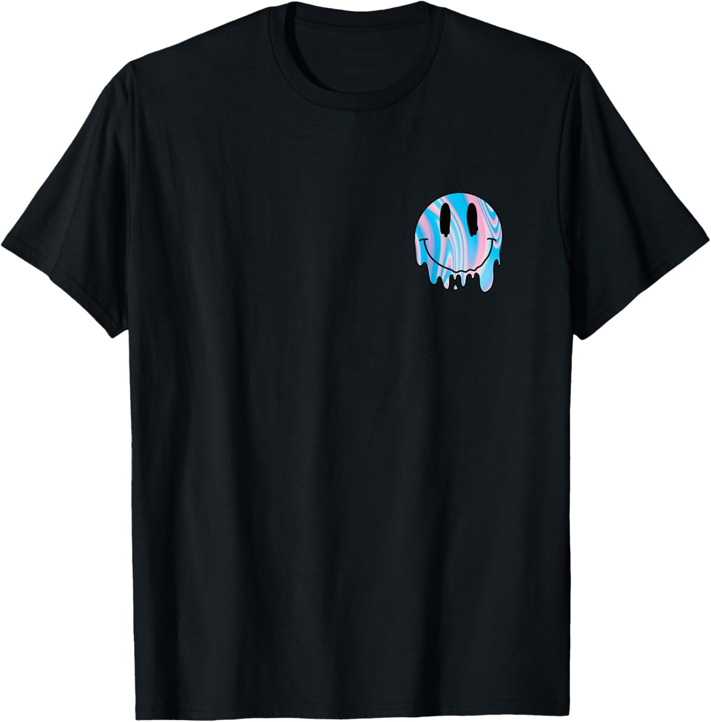 Melting Smile Funny Smiling Melted Dripping Happy Face Cute T-Shirt - T-Shirt | Black
