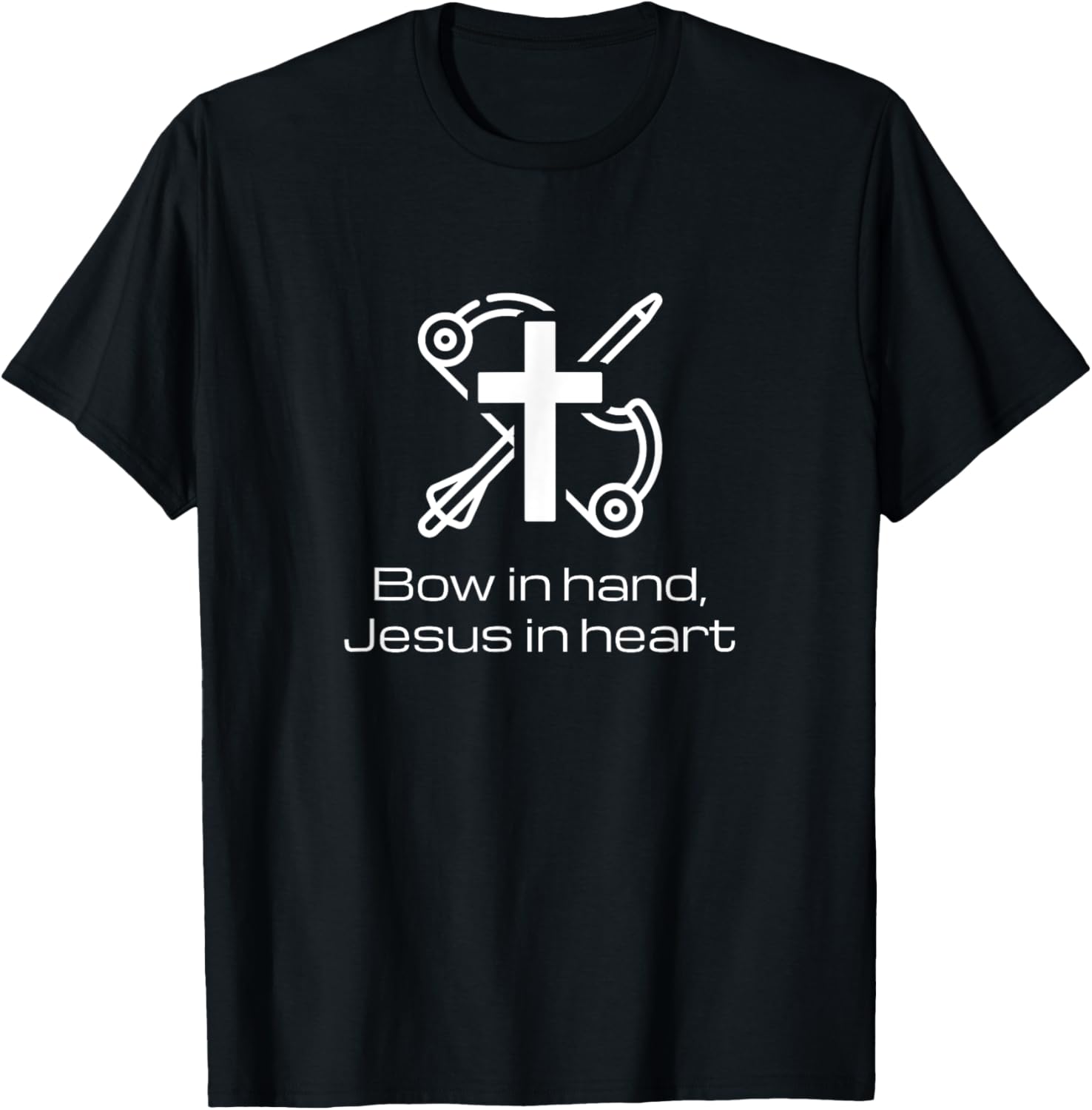 Bow in hand, Jesus in heart, Christian Bowhunting T-Shirt - T-Shirt | Black