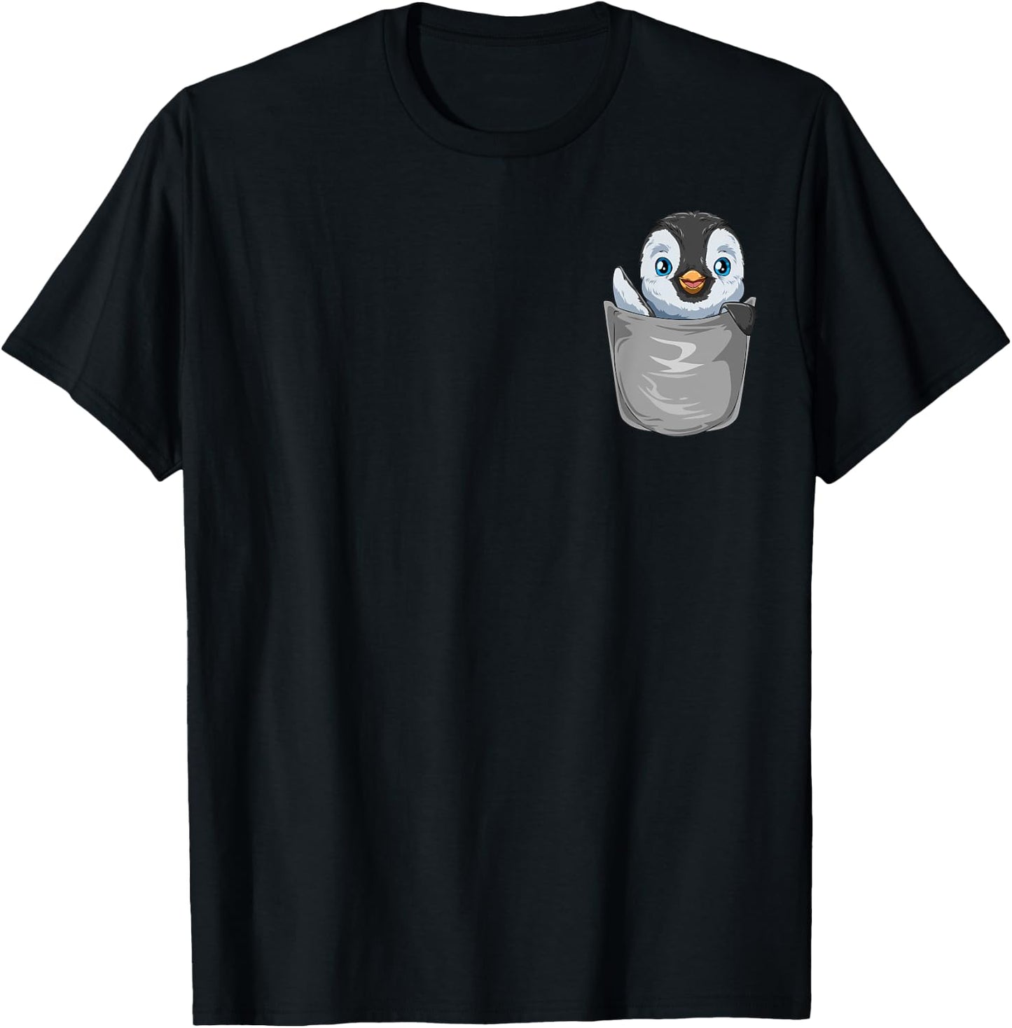 Pocket Penguin Peeking Out Funny Penguin T-Shirt - T-Shirt | Black