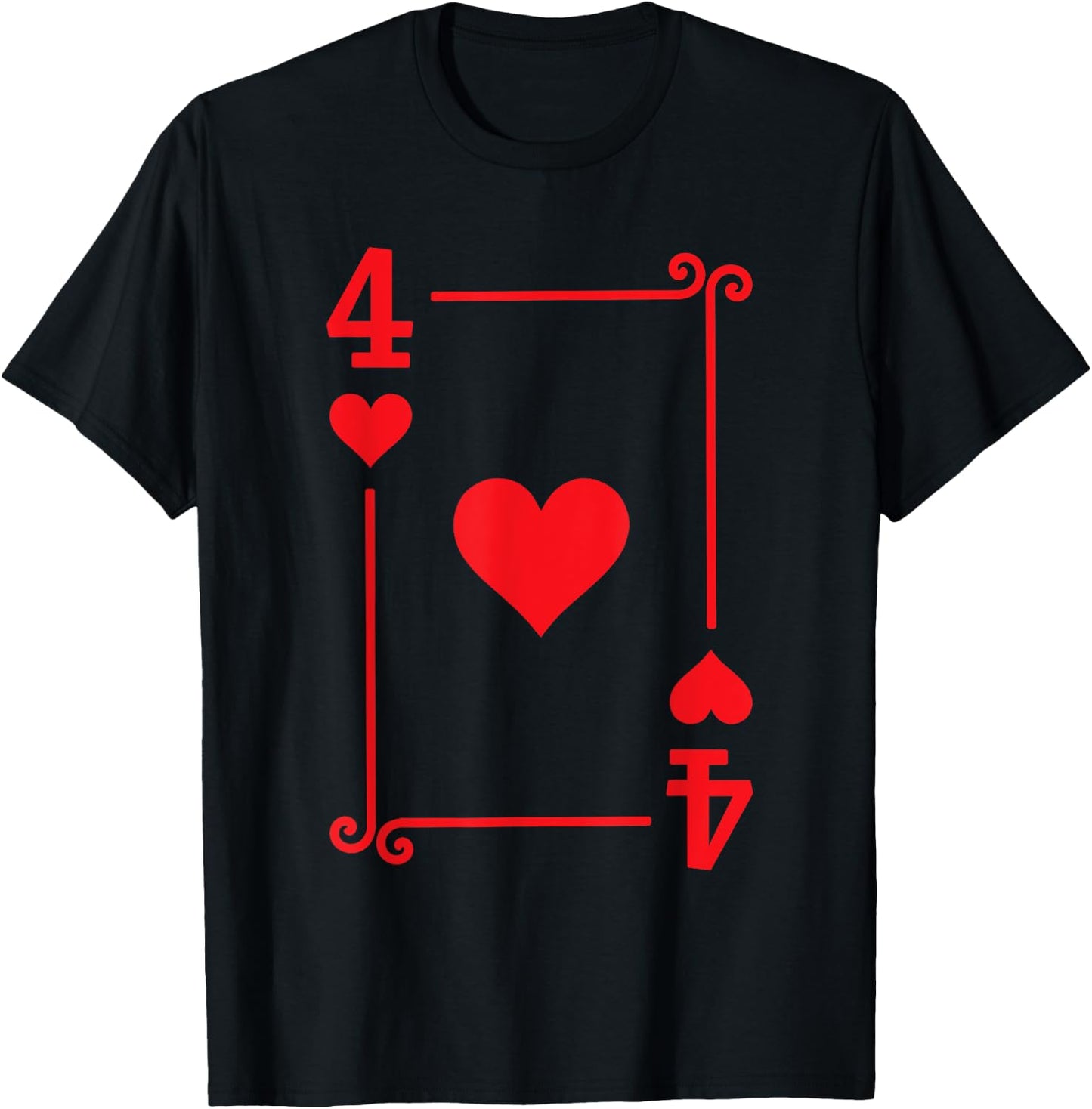 Playing Card Costume - 4 Hearts Card - Four Card T-Shirt - T-Shirt | Black