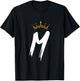 Queen King Letter M - Favorite Letter With Crown Alphabet T-Shirt - T-Shirt | Black