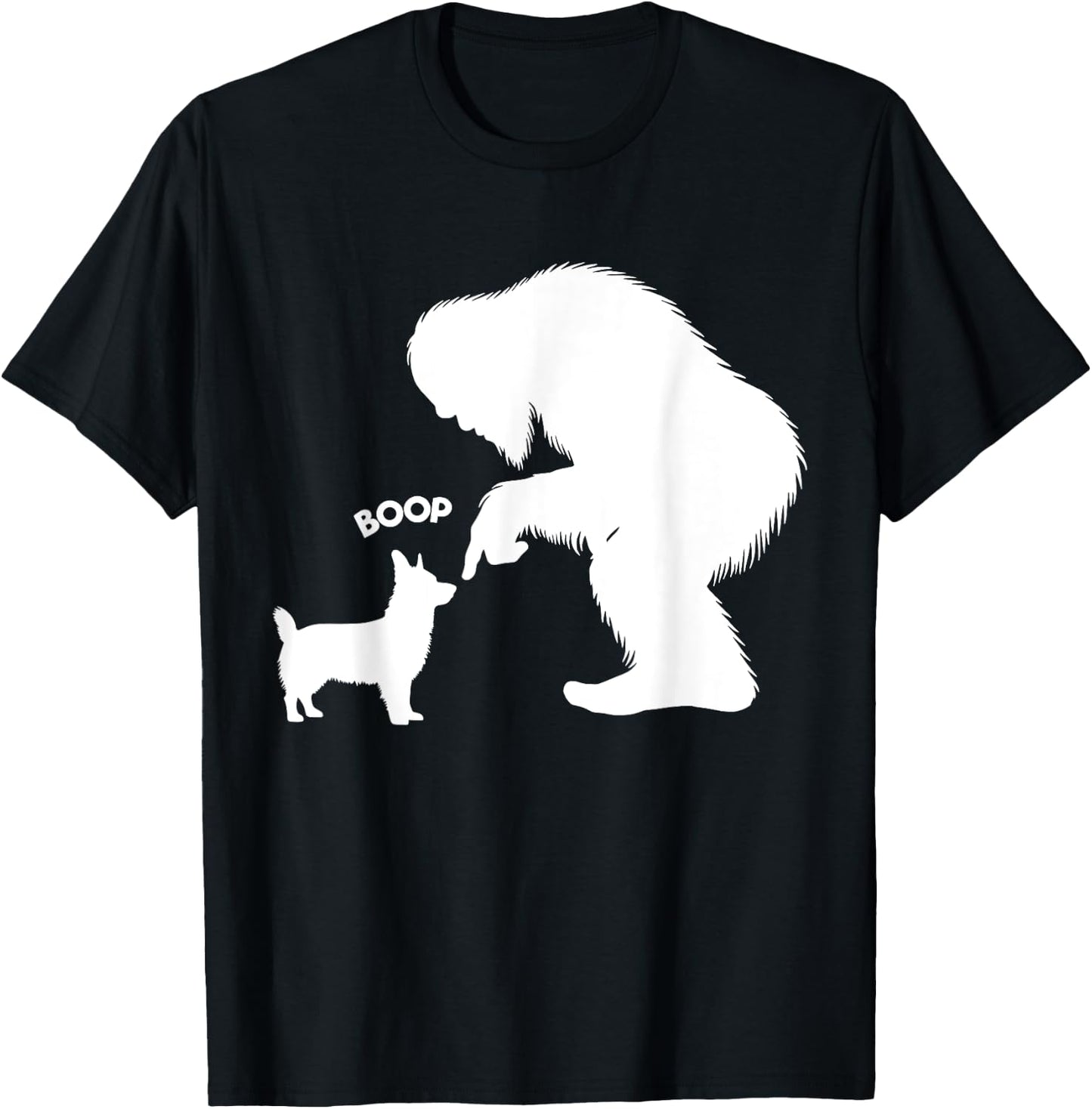 Funny Bigfoot Sasquatch Corgi Boop T-Shirt - T-Shirt | Black
