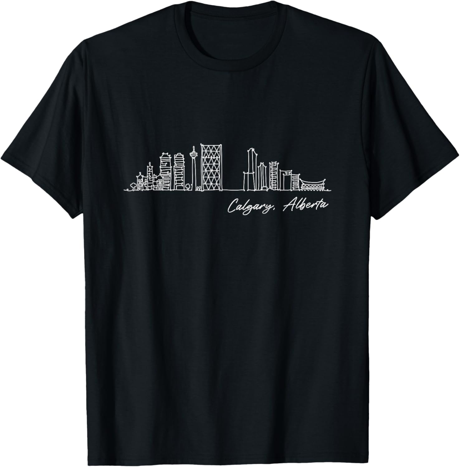 Signature Calgary City Skyline - Canada Souvenir T-Shirt - T-Shirt | Black